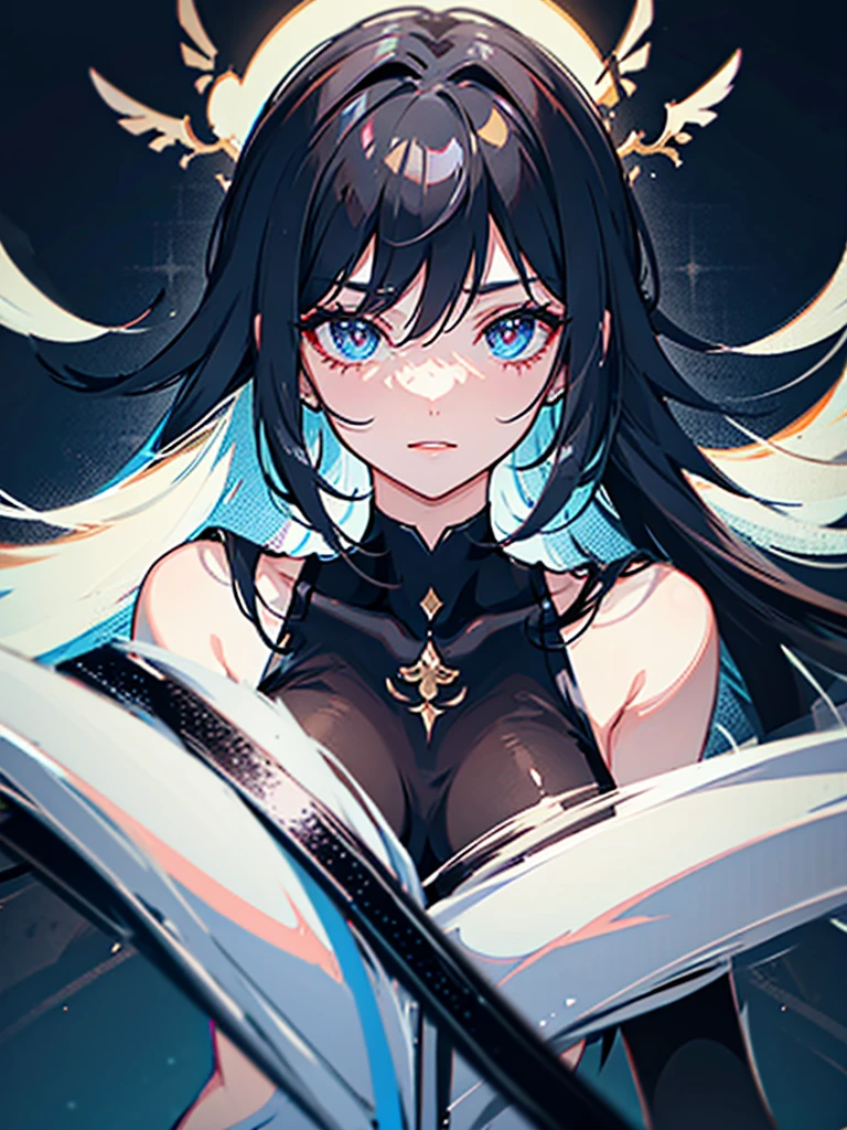 {{masterpiece}}, best quality, extremely detailed CG unity 8k wallpaper, cinematic lighting, lens flare, beautiful detail eyes, black, side glance, multicolor hair, colorful light, particles, heterochromia, (colorful:1.5), (colorful hair:1.5),