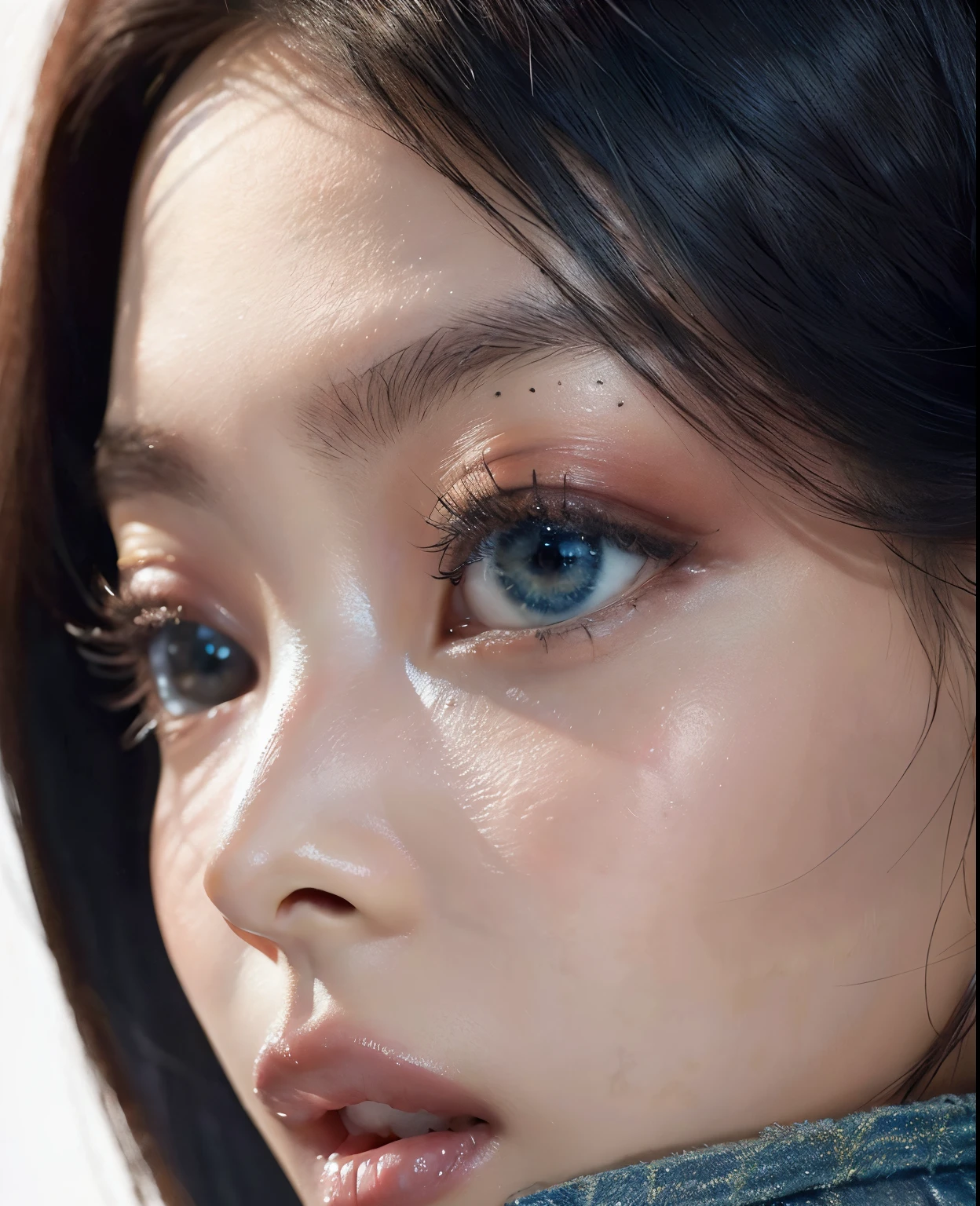 1girl, (olhos azuis), cara de raiva, (Em nome de Minaj), (close-up extremo em seios :1.3), quadris largos, Peitos grandes, grande qualidade asest, 8k, master part: 1.3), Clear focus: 1.2, Beleza Corporal Perfeita: 1.4, Abs esguio: 1.2, Textura altamente detalhada do rosto e da pele, Olhos detalhados, double eyelids, cabelo longo loiro vermelho), (camiseta vermelha de clivagem), (Rip Jeans), na rua