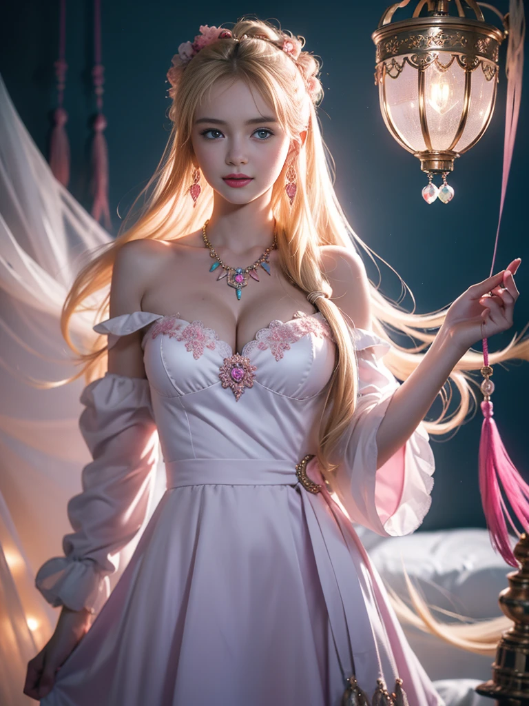 tmasterpiece,Highest image quality,super detailing,Best quality at best ,Extremely Delicately Beautiful, Very meticulous,Best quality at best, offcial art, extremely detaild的 CG unified 8k wallpapers, Ana de Armas portrait photo, blond hair blue eyes,Radiant skin and radiant eyes:1.1), pretty skin, lamplight, (Detailed lighting:1.2), (Beautiful and detailed light:1.3), Beautiful maid outfit, deep understanding, The beautiful, iintricate, digitial painting, smooth private parts, Focus sharp, The end of the world, Epic reality, (HighDynamicRange:1.4), captivating curves,(pastel colour:1.4), Bigchest,apocalyptic, giving up, com cores neutras, natta, Screen space refraction, (Complicated details, ultra - detailed:1.3), Dream Catcher Necklace,art stations, Cinema lenses, vignet, the complex background, buliding,Enchanted smile,detailed back ground,Dream catcher earrings in various colors,white colors,in pink,purpleish color,red colour,blue colors,orange colors,green color,cyan colors,),No shoulder strap,