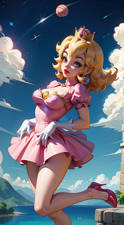 princesa Peach de super mario com o vestido voando como Marilyn Monroe