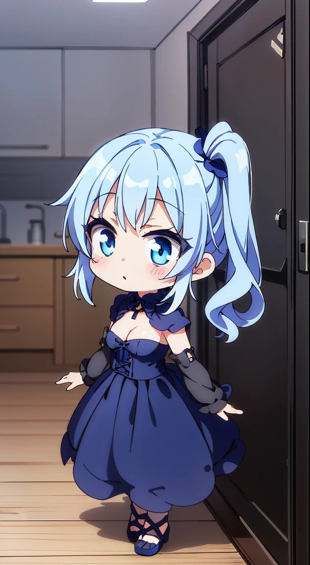 (masutepiece, Best Quality, Perfect ???????, High quality:1.4), nice hand, Perfect hands, Detailed beautiful hands, Large_filesize, fulcolor, hight resolution, symmetric, exceptional, Best aesthetic, newest, Anime, very beautiful detailed body,The hair,faces,The eye,(Chibi,Full body:1.6),BREAK,



1 beautiful girl, 1 person,Solo,(Cute:1.5),(Chibi:0.6),(kawaii:1.5),(Lori:0.5),(17 years old girl),Very detailed,colourfull,highest details,Clear skin,Beautiful skin,Shy,Very detailed,colourfull,highest details,Clear skin,Beautiful skin,Shy skin,1 beautiful girl,BREAK,{Heterochromia,blue eyess,verd s eyes:1.9},star eye silhouette, BREAK,(pale blue hair, Medium length:1.4),(Side Ponytail,A little curly hair,Single-sided twisted blade,Princess Cut:1.3),(cleavage of the ??????,?????????????,Beautiful , gleaming skin,Clear skin, Beautiful skin,(best quality face),(Top quality glowing eyes),(Doya face,brave face:1.45), 

BREAK ,(plein air),
( Landscape background :1.3) ,
(A very beautiful woman seen from the entrance :1.3) ,
(the woman arrived home :1.3) ,
(opened the entrance door :1.4),
(SWAT standing:1.3),
(the i'full of shyness :1.4),
(timid :1.2) ,
(upward looking gaze :1.2) ,
Looking Up ,
From  above ,depth of fields,

 BREAK,wakame,wakame,wakame,(Cowboy Shot:1.4), 

BREAK,(Blurry background:1.3),(absurderes, hight resolution, Super Detail Art),cel shading,Clear Color, Lonely optical effect, Beautiful pictures, Bright glow, mystic atmosphere,(Close-up of girl:1.1), Mystical light particle effect,manga influence, clean line drawings,