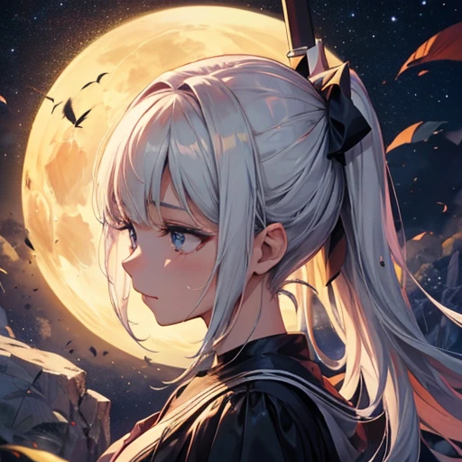 a moon、Crying face