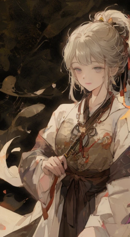 one-girl， Ancient Chinese clothing， full bodyesbian， rays of sunshine， Clear face， Clean white background，florals， tmasterpiece， super detailing， Epic composition， hyper HD， high qulity， extremely detaile， offcial art，  8k 壁纸， super detailing， 32k