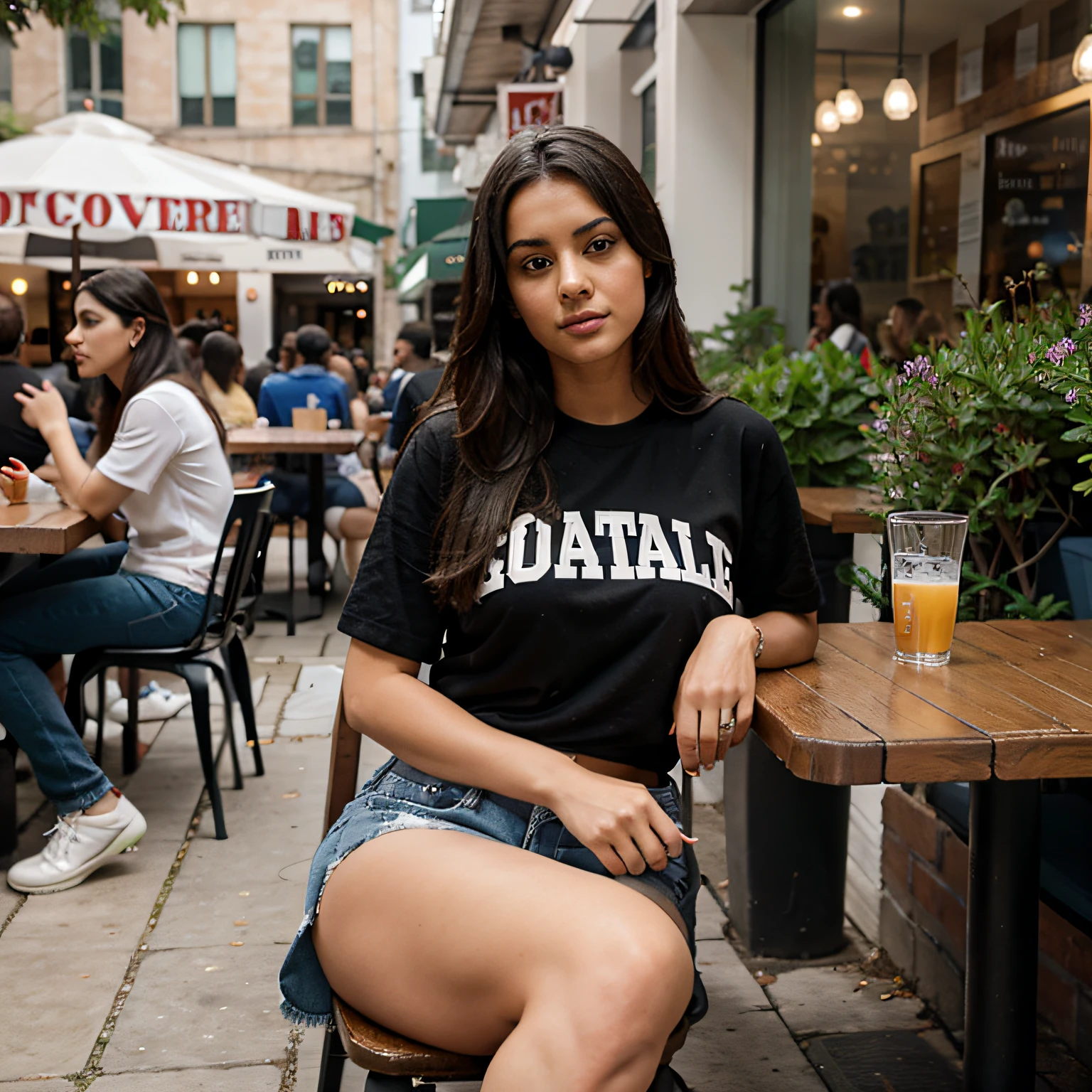 Layla, the dedicated football enthusiast, takes a moment of calm before the game, sitting outside a restaurant