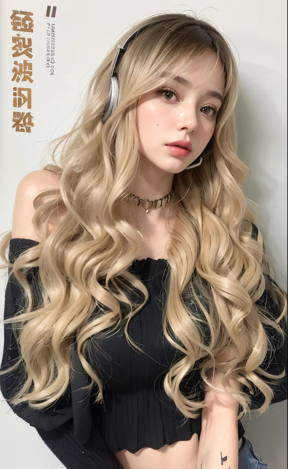 A close-up of a woman with headphones on her head, Retrato Sophie Mudd, Anna Nikolanova aka Newmilky, Pokimane, com fones de ouvido, 18 anos, Delphine bonita, Yelena Belova, Angelina Stroganova, morena com cabelos loiros tingidos, 🤤 retrato da menina, 2 Modelo feminina de 4 anos, julia gorokhova, Modelo do Instagram