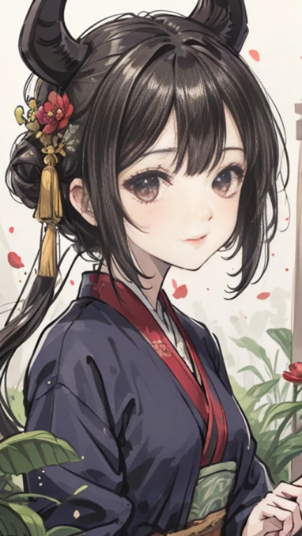 "Extremely detailed CG unity 8k wallpaper,tmasterpiece,Best Picture Quality,【😊Colored Forest,depth of fields,Lots of splashing water droplets:1.2,petals,surrounded by toys,ventania,leafs,grassy fields,volumettic light】black hair color hair,china idol,The face red,Hanfu,ssmile,Half of the body in water,Chinese style Hanfu,Air bangs,