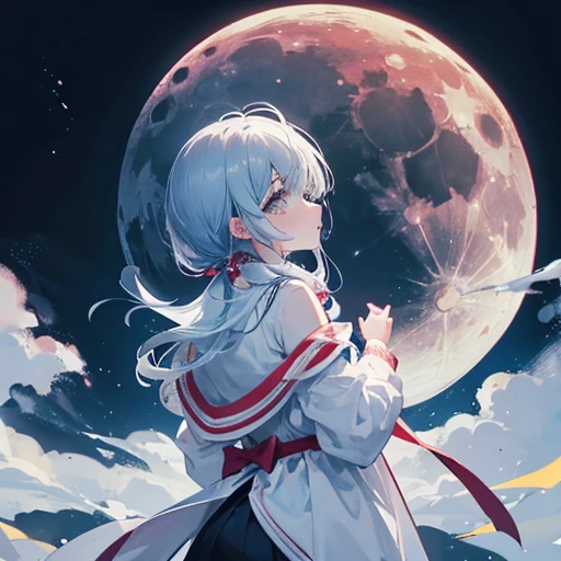 The moon is beautiful, isn't it?　Can I cry a little??？