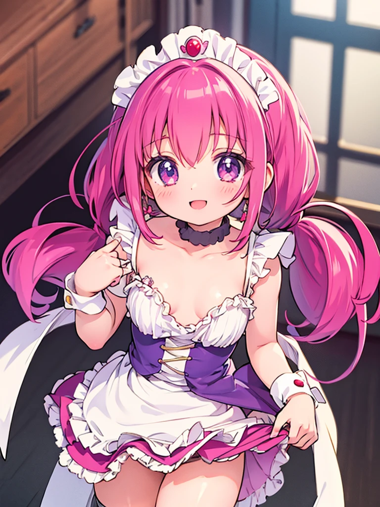 NSFW　　maid,maid headdress, frill apron　skirt lift　show off panties　Cure Happy_Smile Pretty Cure