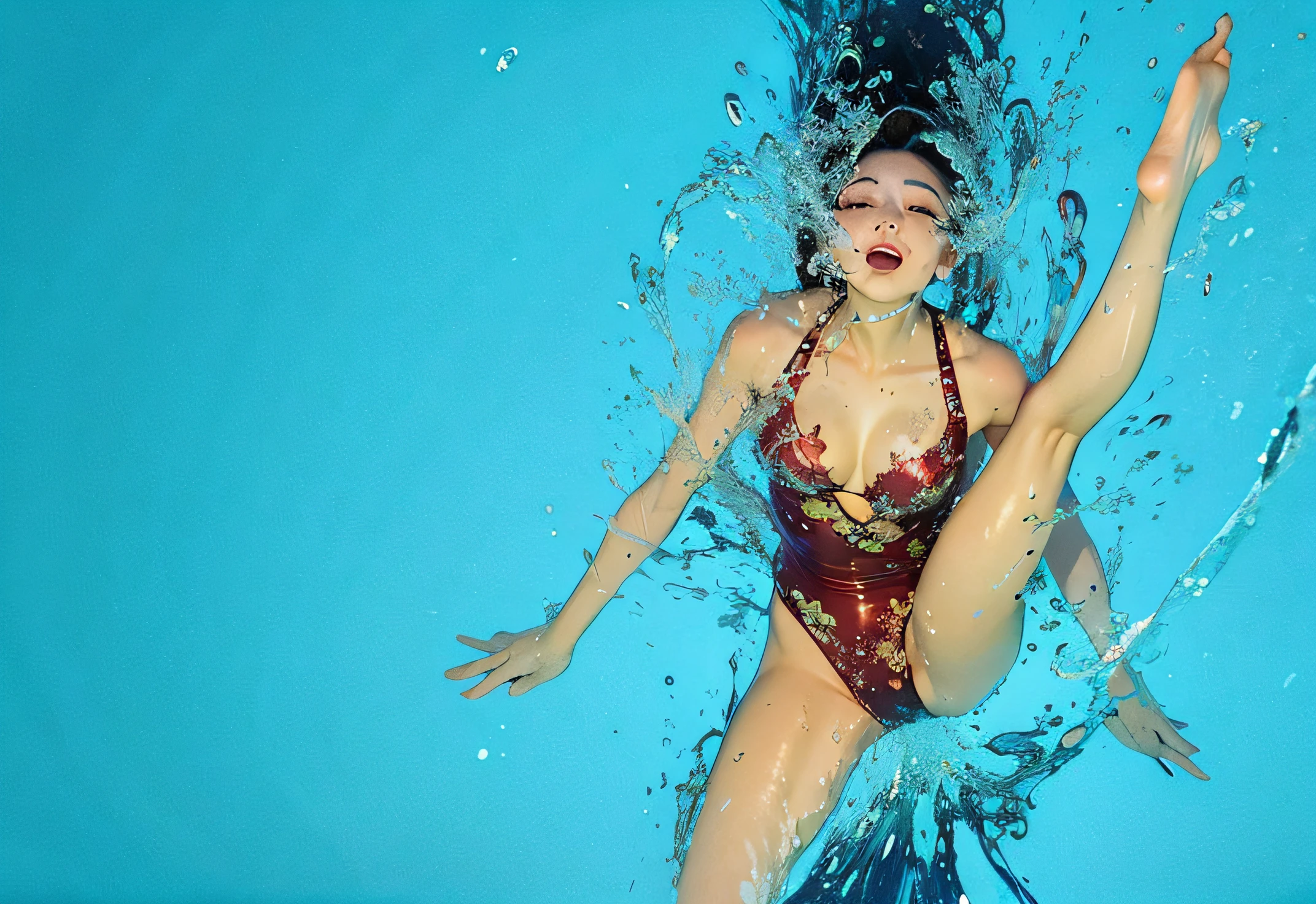 There is a woman wearing a swimsuit in the water, yang qi, lu ji, wu liu, photograph credit: nffsw, sha xi, qiu fang, wei wang, jinyiwei, feng zhu |, xue han, lei min, AFP, mu pan, in water! Up to the shoulder, chengwei pan, wenjun lin, wenfei ye