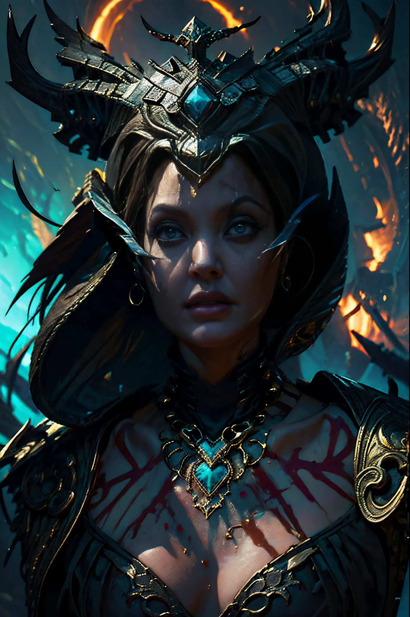 powerfull woman , evil black dragon, glowing red eyes, detailed scales, twisted horns,(cinematic pose),looking at the viewer, fire effects, colorful flying orbs, cosmic city background, tall structures, aurora background, perfect detailed face, perfect hands,detailed symmetric circular iris, shadow black magic, apocalyptic, red lightning effects, dark red sky , infernal city background, tall structures, infernal towers background, dark red colors, apocalyptical,realistic, stunning realistic photograph, 3d render, octane render, intricately detailed, cinematic, Isometric, dark fantasy theme, mystical, Dark theme, underworld theme, deviant art masterpiece, white skin, crimson eyes, dark tattoos, colour grading, dark illustration, extreme quality, extremely detailed, ultra-detailed face, ultra hd 8k,red lightning, concept art, hyperdetailed, triadic colours, fantastical, intricate detail, splash screen, complementary colours, fantasy concept art, 8k resolution, soft lighting, film photography, film grain, hyperrealist