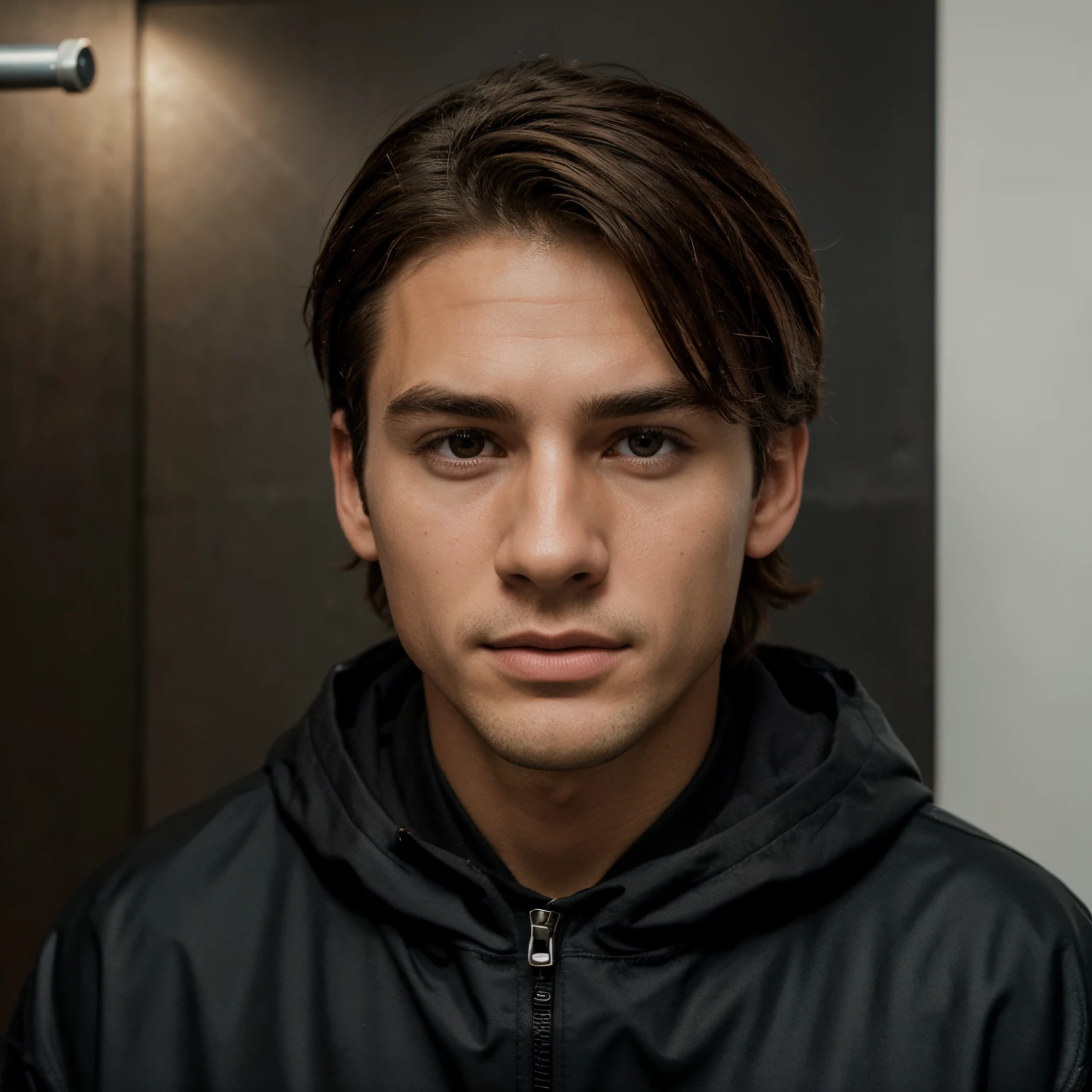 Change this photo in a cool background , full realstick face, handsome boy ,8krealstick,cool hair