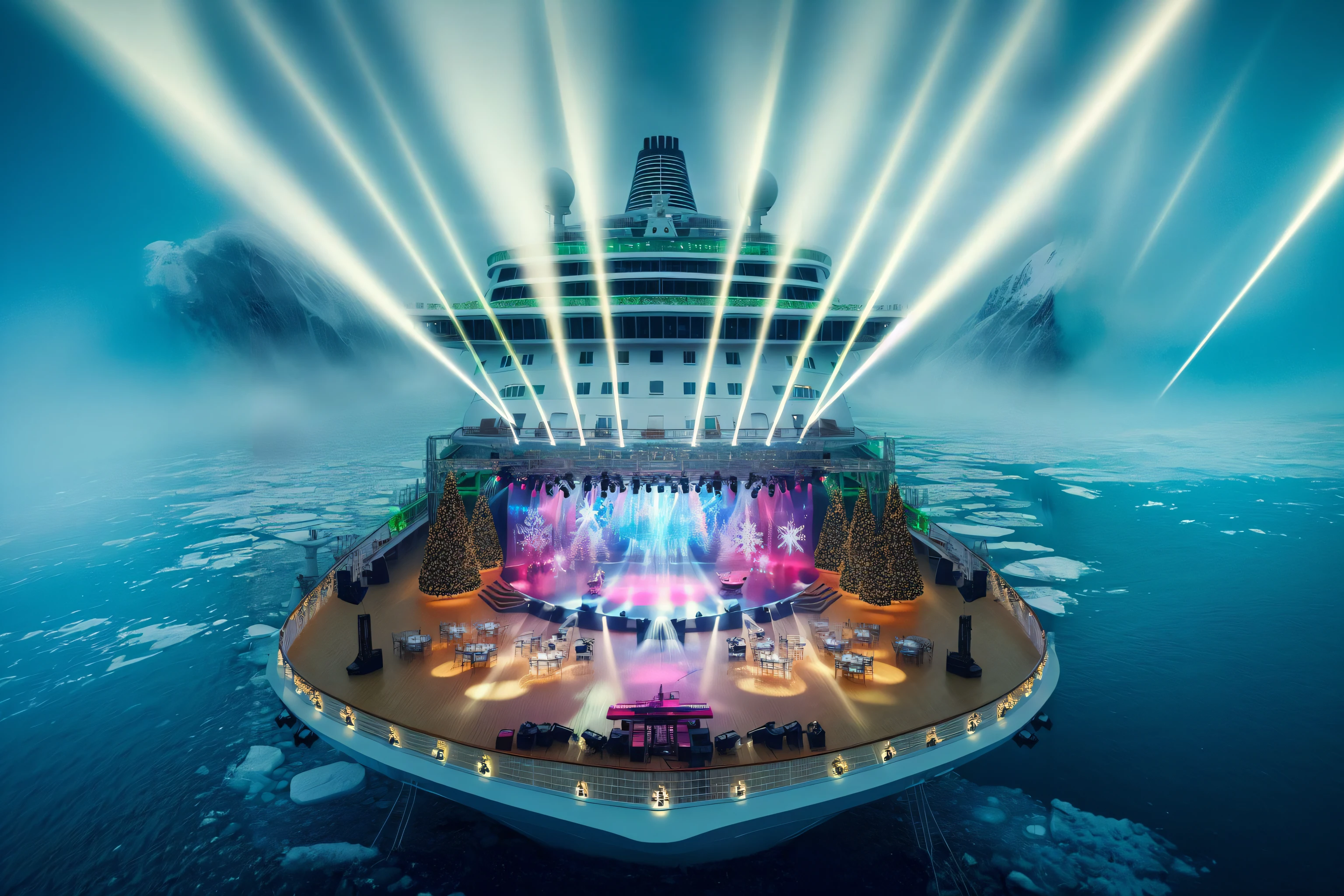 Expand the water surface with ice floes