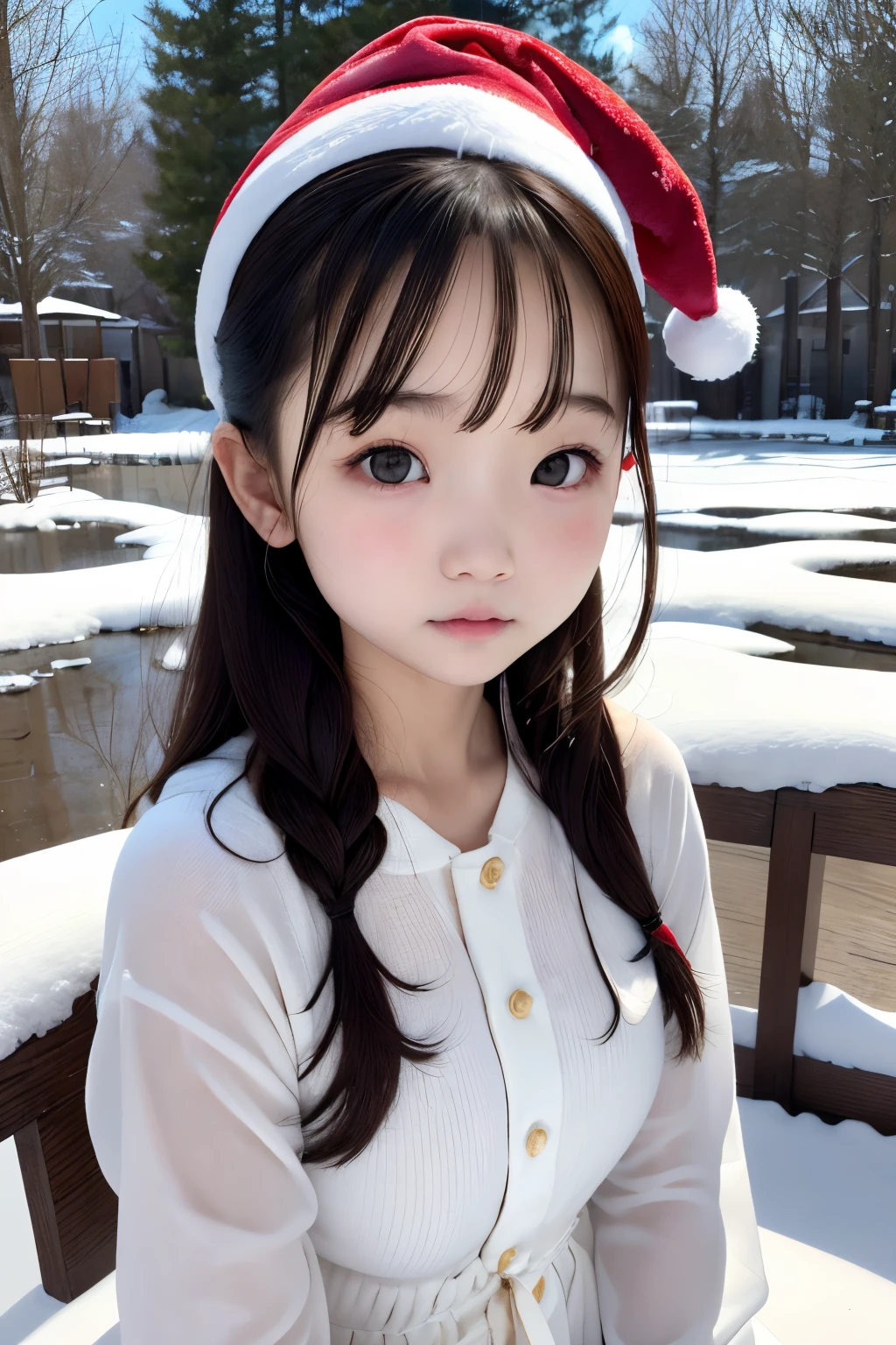 RAW、one girls、a baby face、Cute *********** s、Slender and beautiful、small tits、７Head and body、Twin-tailed:1.5、Meticulously drawn eyes、enticing、Twin-tailed、It's snowing、snow country、Christmas tree、Christmas Colors、Winters、silence、natta、Beautiful night sky、