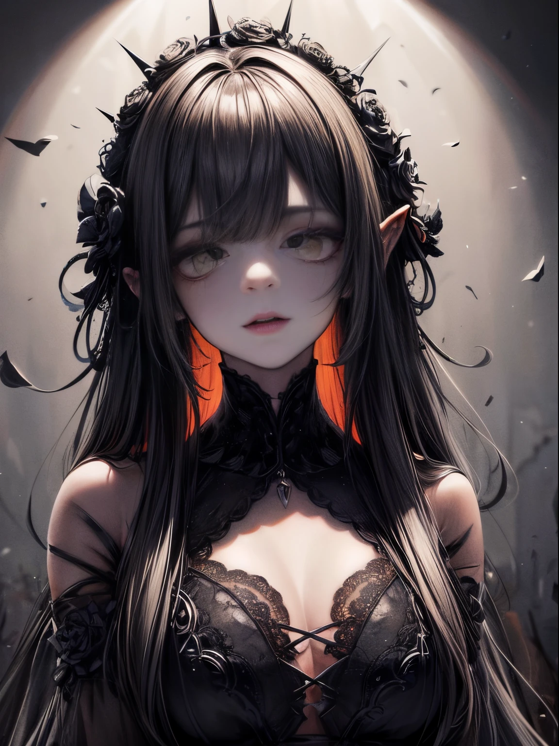 (Best Quality,4K,hight resolution,masutepiece:1.2),Ultra-detailed,Realistic,highly contrast,Halloween,Portrait,Dark,Gothic,haunting,Expressive,Colored,Moody lighting,decoration,Mask Figure,bright orange pumpkin,ominous vibe,eerie eerie atmosphere,Elements of surrealism,Attention to detail,Impressive brushwork,striking contrast,creepy,Ethereal,ghosts,shadowy,Mysterious,MACABRO,tome'It's tragic,Witch,haunted house,broody,Scary,uneasy,Undeservedly beautiful,Unforgettable fascination,persuasion,charmed,haunting,image of memories.