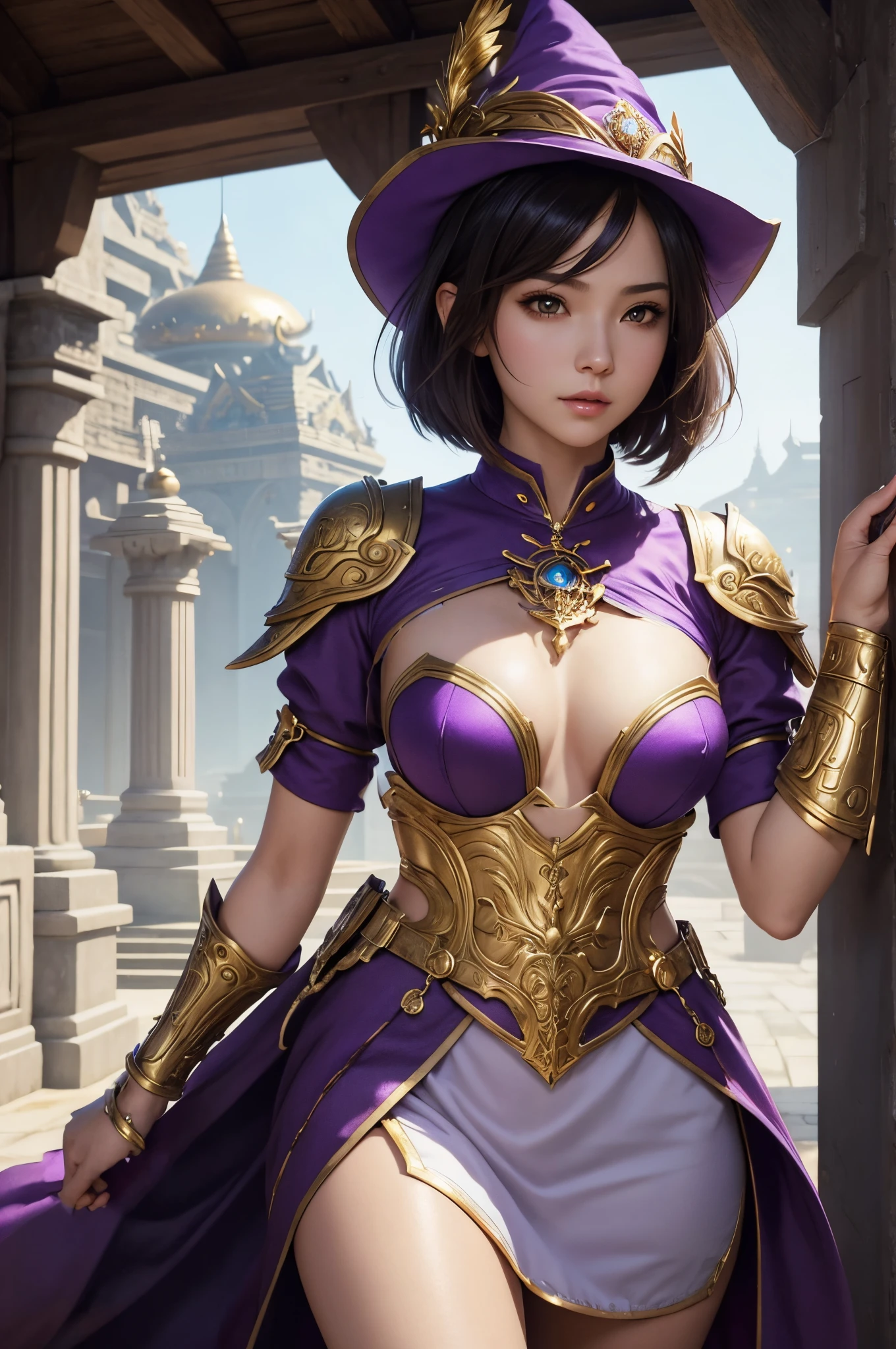 8K,right hand,Gorgeous purple very small chest chest armor,超A high resolution,A hyper-realistic,Ultra-precise workmanship details,very small breasts,
