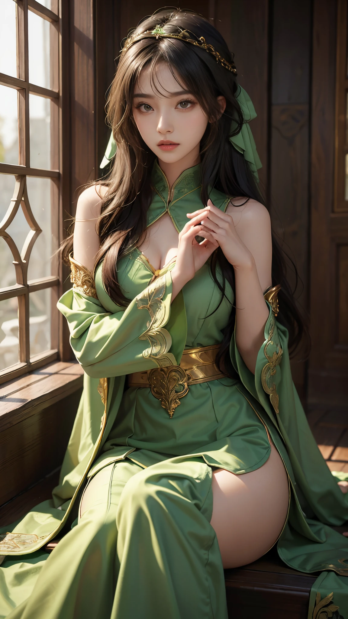 Green stockings,Cover with a gorgeous blanket