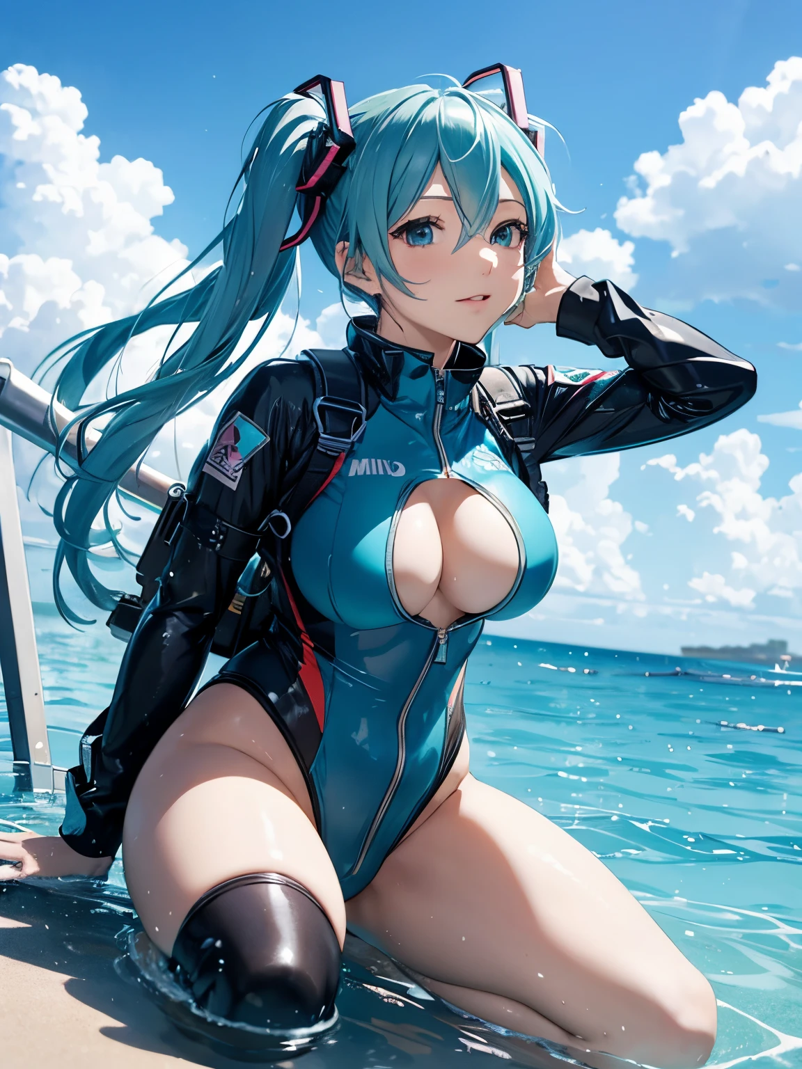 miku hatsune,Beautiful breasts,Diving suit,Diving