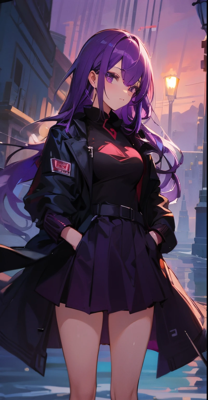 Gorgeous purple hair,purpleeyes,the sunset,By the beach of the sea