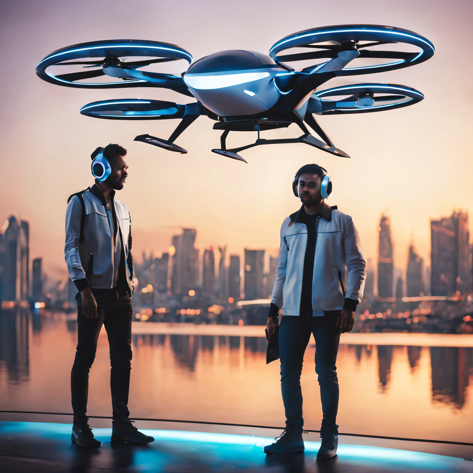 flying taxi, drone type, Futuristic