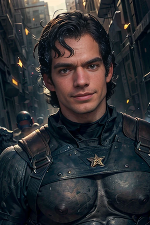 ((1 homem anjo)), Arcanjo Gabriel, ((1 homem)), (( tiro de corpo inteiro)), olhos claros brilhantes, Biomechanicals, Rosto da Beleza, o Deus dos anjos, Angel of justice , O mais belo dos anjos, cores muito brilhantes, light particles, com luz brilhante, Mshiff, Arte do papel de parede, papel de parede uhd, inspirado em Henry Cavill sorrindo como Arcanjo Gabriel, cabelos longos ondulados