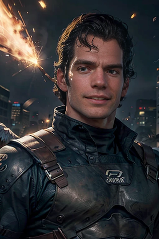 ((1 homem anjo)), Arcanjo Gabriel, ((1 homem)), (( tiro de corpo inteiro)), olhos claros brilhantes, Biomechanicals, Rosto da Beleza, o Deus dos anjos, Angel of justice , O mais belo dos anjos, cores muito brilhantes, light particles, com luz brilhante, Mshiff, Arte do papel de parede, papel de parede uhd, inspirado em Henry Cavill sorrindo como Arcanjo Gabriel, cabelos longos ondulados