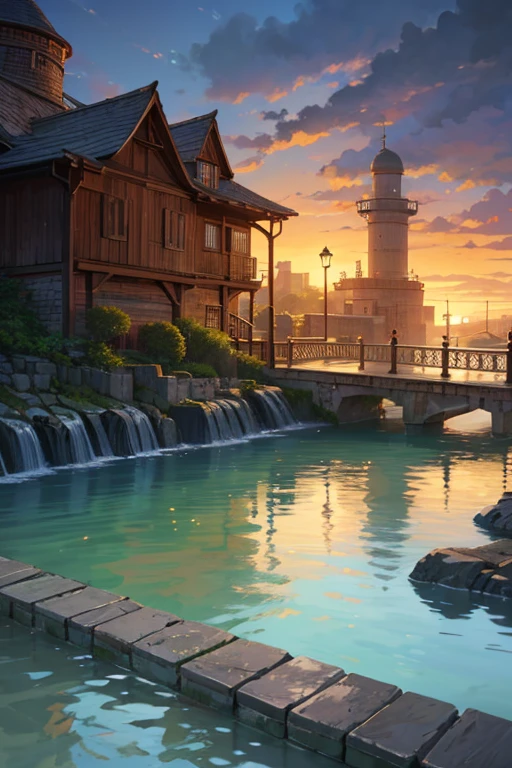 (best quality,4k,8k,highres,masterpiece:1.2),ultra-detailed,(realistic,photorealistic,photo-realistic:1.37),wooden-framed magical water gate close-up,random background scenery,water tank,sewer background,Attack on Titan landscape,reservoir,anime scenery,anime landscape concept art,sewer pipe entrance,rendered beautifully,water temple,fountain,anime background,anime background art,sewer,mill with water wheel