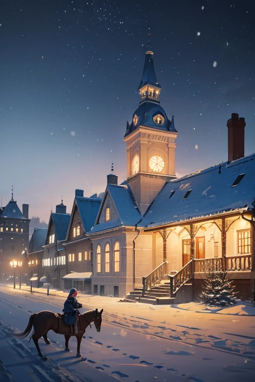 "(best quality,highres,masterpiece:1.2), snowy cityscape with a church and horse-drawn carriage, houses in the background, winter concept art, small town backdrop, scenic artwork, enchanting winter aesthetics, background art, high school backdrop, palace backdrop, random background scene, snowy environment, anime background art, Victorian city, snowy backdrop, castle backdrop, snowy winter scene, Victorian city, it's snowing in the city, lots of snow"