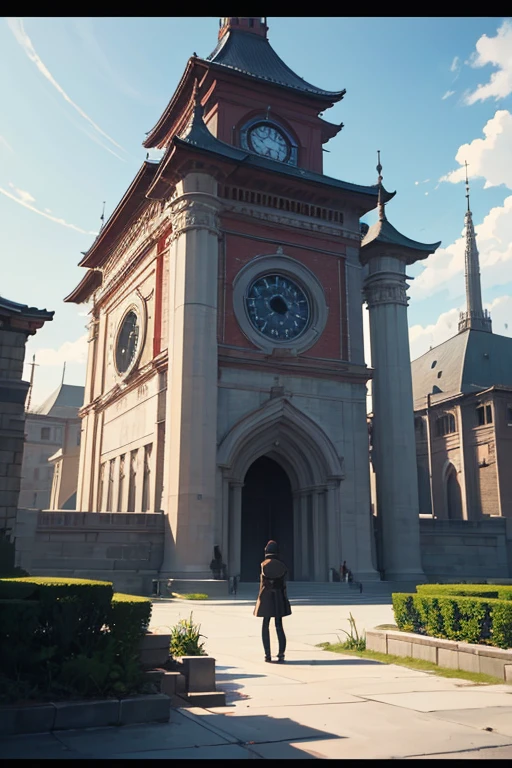 There&#39;s a bell tower there，There  a clock on it, screenshot from the anime film, Screenshot of the 2012 animation, a temple background, anime movie screenshot, Opening scene, Kuro anime screenshots, Today’s recommended anime  still, Atmospheric establishing shot, Still from anime, domes, in the anime film, movie establishing shot, Dome of Miracles