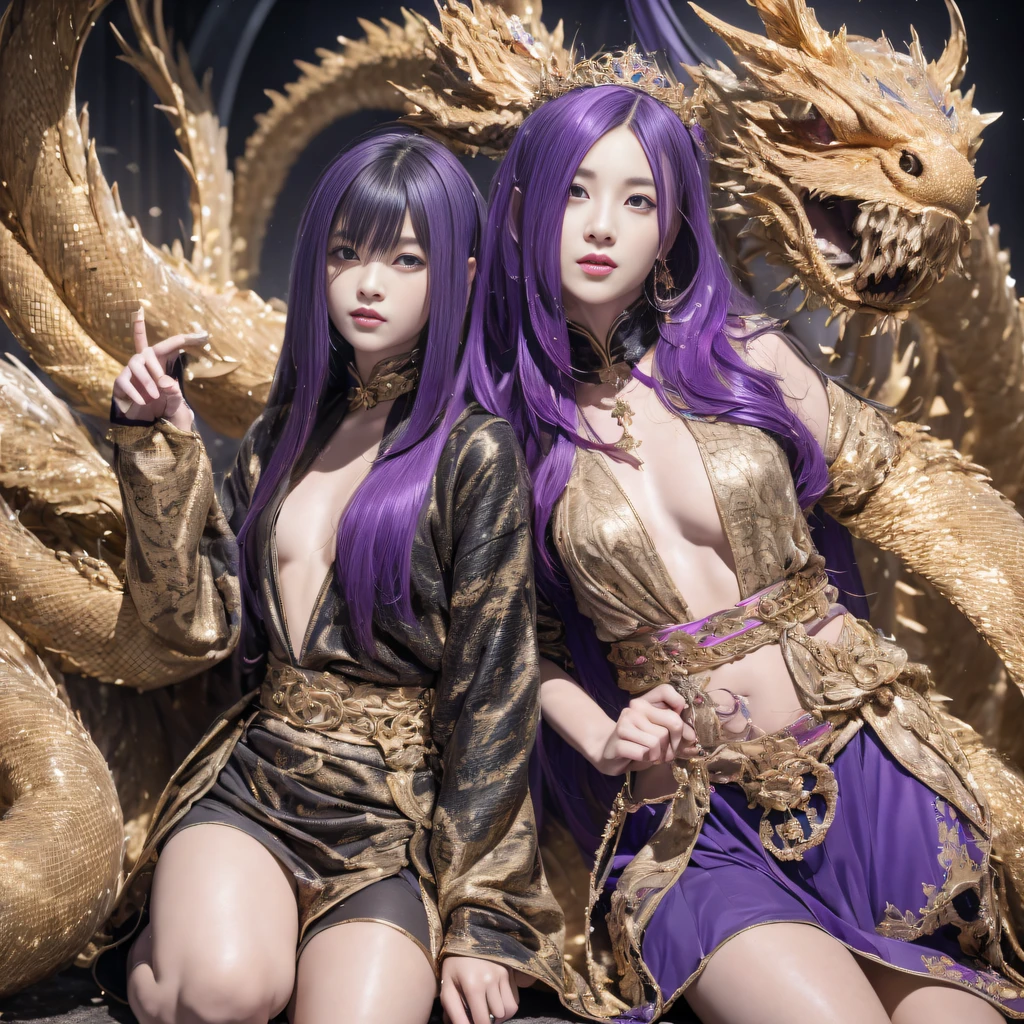 32K(tmasterpiece,k hd,hyper HD,32K)Bright purple long flowing hair,Autumn pond,zydink, One color, Asian people (Silly girl), (Silk scarf), Fighting posture, looking at the ground, Long gray hair, Floating bright purple, Fire cloud gold headdress, Chinese long-sleeved gold silk garment, (Abstract ink splash:1.2), white backgrounid,Lotus protector(realistically:1.4),Bright purple hair,Smoke on the road,The background pure, A high resolution, the detail, RAW photos, sharp re, Nikon D850 film photo by Jefferies Lee 4 Kodak Portra 400 camera F1.6 guns, plethora of colors, Ultra-realistic and vivid textures, dramatic lights, Unreal Engine Art Station Trend, Sinest 800,Bright purple long flowing hair