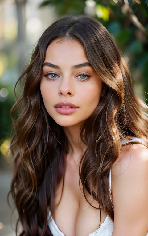 arafed woman with long wavy curly hair and blue eyes , portrait, digital art by Julian Allen, tumblr, process art, portrait sophie mudd, no makeup wavy hair, portrait Barbara palvin, beautiful female model, gorgeous attractive face, attractive beautiful face, portrait of margot robbie, perfect face model, sexy face, victoria's secret mode, 85mm canon,