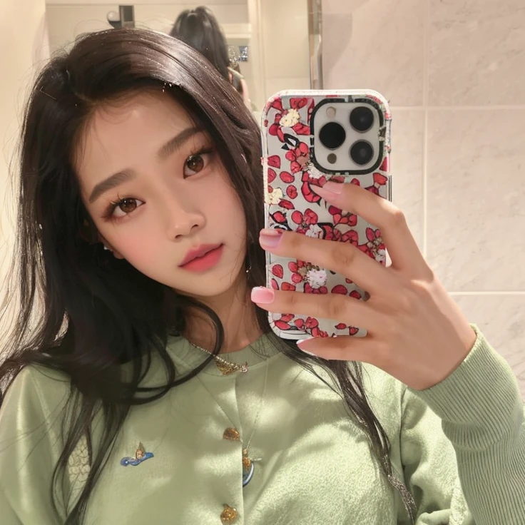 araffe girl taking a selfie with her cell phone in a bathroom, jisoo of blackpink, ulzzang, blackpink jennie, jinyoung shin, heonhwa choe, jisoo from blackpink, taejune kim, tzuyu from twice, jaeyeon nam, profile pic, jossi of blackpink, kim doyoung, iphone selfie, roseanne park of blackpink