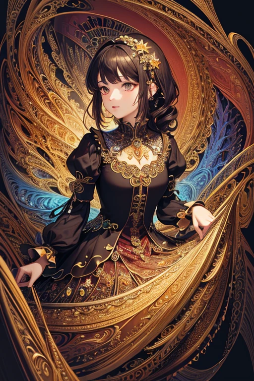 (masterpiece, top quality, best quality, official art, beautiful and aesthetic: 1.3), (1girl: 1.3), extremely detailed, (fractal art: 1.3), colorful