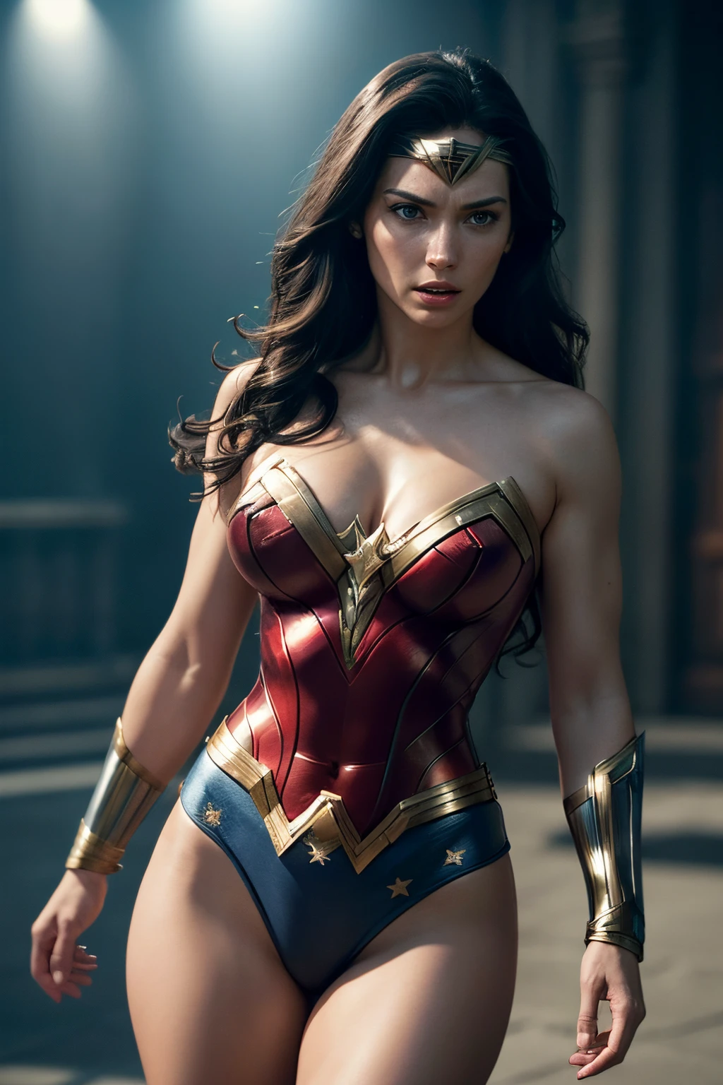 Henry Cavill as Wonder Woman, (dynamic pose), (hyper realistic:1.4), (realistic:1.3), (best quality real texture skin), full body, (view from top, Cinematic Light), highly detailed skin, skin pores, (highly detailed face:1.1), (sexy, cleavage, nippin), (highly detailed eyes:1.1), realistic pupils, (perfect anatomy:1.1), (perfect proportions:1.1), (photography:1.1), (photorealistic:1.1), volumetric lighting, dynamic lighting, real shadows, (highres:1.1), sharp focus, daylight, (realistic, hyperrealistic:1.4), intricate, high detail, dramatic, subsurface scattering, big depth of field, vivid, polished, sharpened, ((full Sharp)), (extremely absurdres),8k hdr