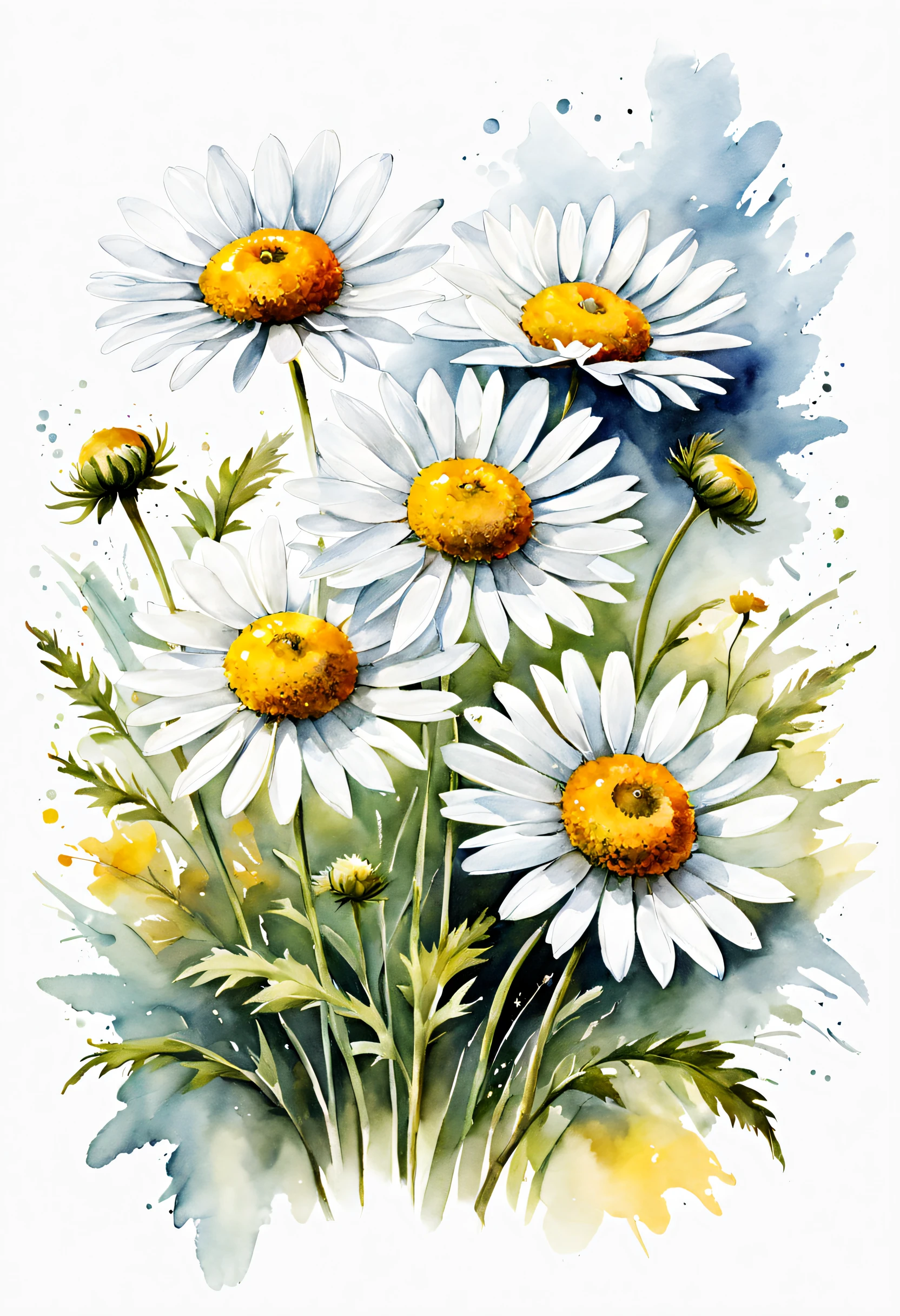 arte conceitual (ultrarrealista:1.3) Watercolor chamomile floral draw illustration on white background, pintura colorida em Aquarelaa, pintura colorida em Aquarelaa, Aquarela, estilo de pintura em Aquarelaa, watercolor style illustration, pintado em Aquarelaas brilhantes, Aquarela colorida, Aquarela, pintura em Aquarelaa, Aquarela, pintura em Aquarelaa vibrante, Aquarela, Desenho em Aquarelaa, arte em Aquarelaa , uma pintura em Aquarelaa, Aquarela vibrante, Aquarelaa, arte em Aquarelaa, water color . Arte digital, Ilustrativos, Pintura, pintura fosca, altamente detalhado