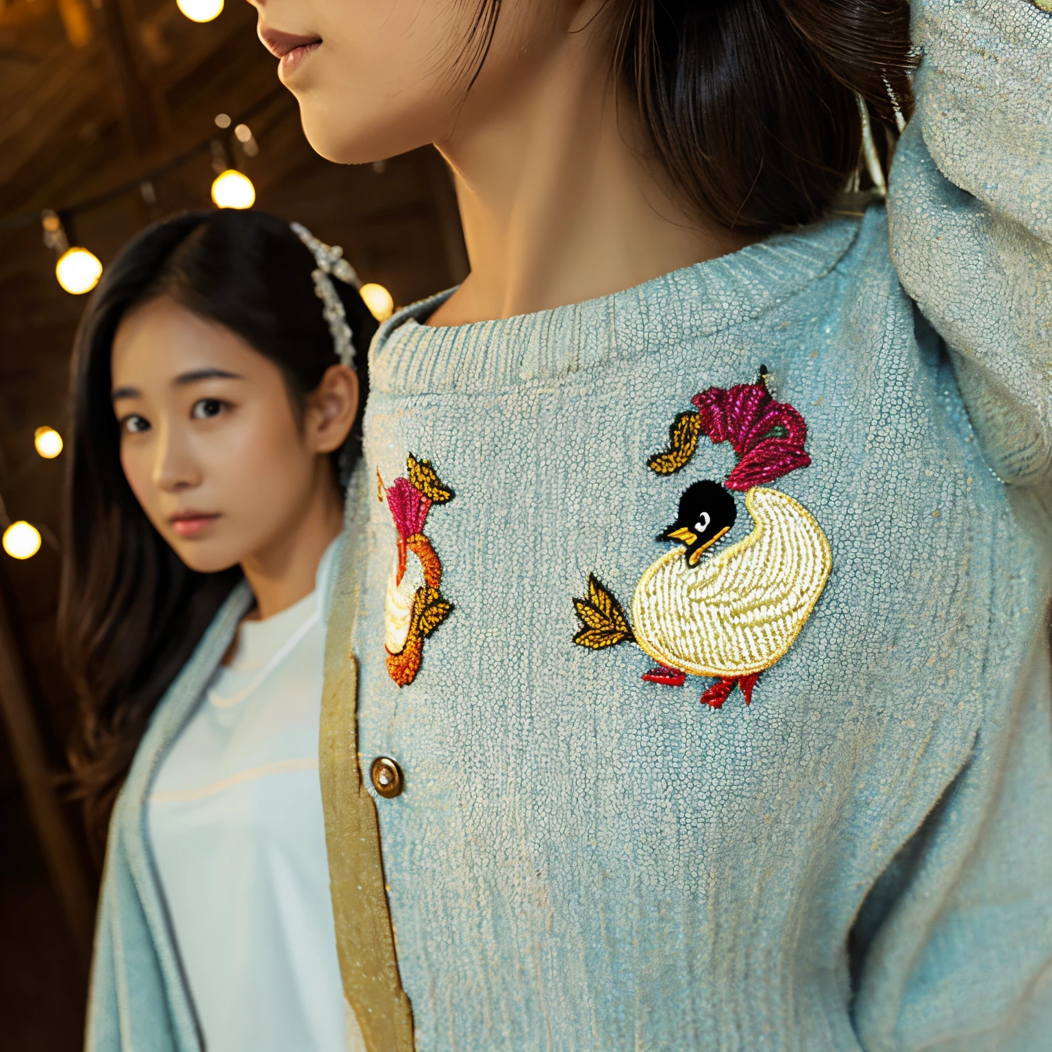 porche、kirakira、simple、swan embroidery