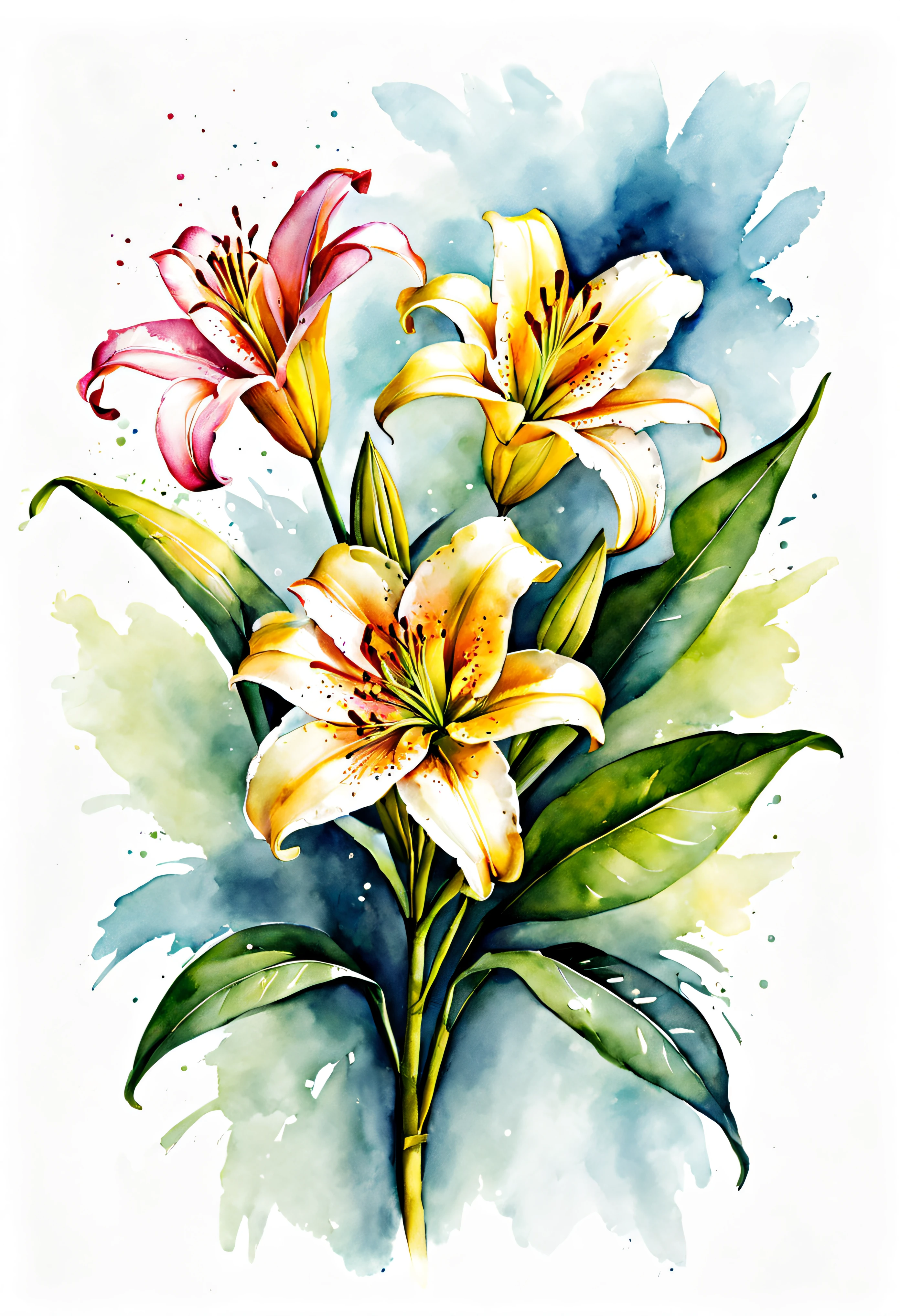 arte conceitual (ultrarrealista:1.3) Watercolor lilly floral draw illustration on white background, pintura colorida em Aquarelaa, pintura colorida em Aquarelaa, Aquarela, estilo de pintura em Aquarelaa, watercolor style illustration, pintado em Aquarelaas brilhantes, Aquarela colorida, Aquarela, pintura em Aquarelaa, Aquarela, pintura em Aquarelaa vibrante, Aquarela, Desenho em Aquarelaa, arte em Aquarelaa , uma pintura em Aquarelaa, Aquarela vibrante, Aquarelaa, arte em Aquarelaa, water color . Arte digital, Ilustrativos, Pintura, pintura fosca, altamente detalhado