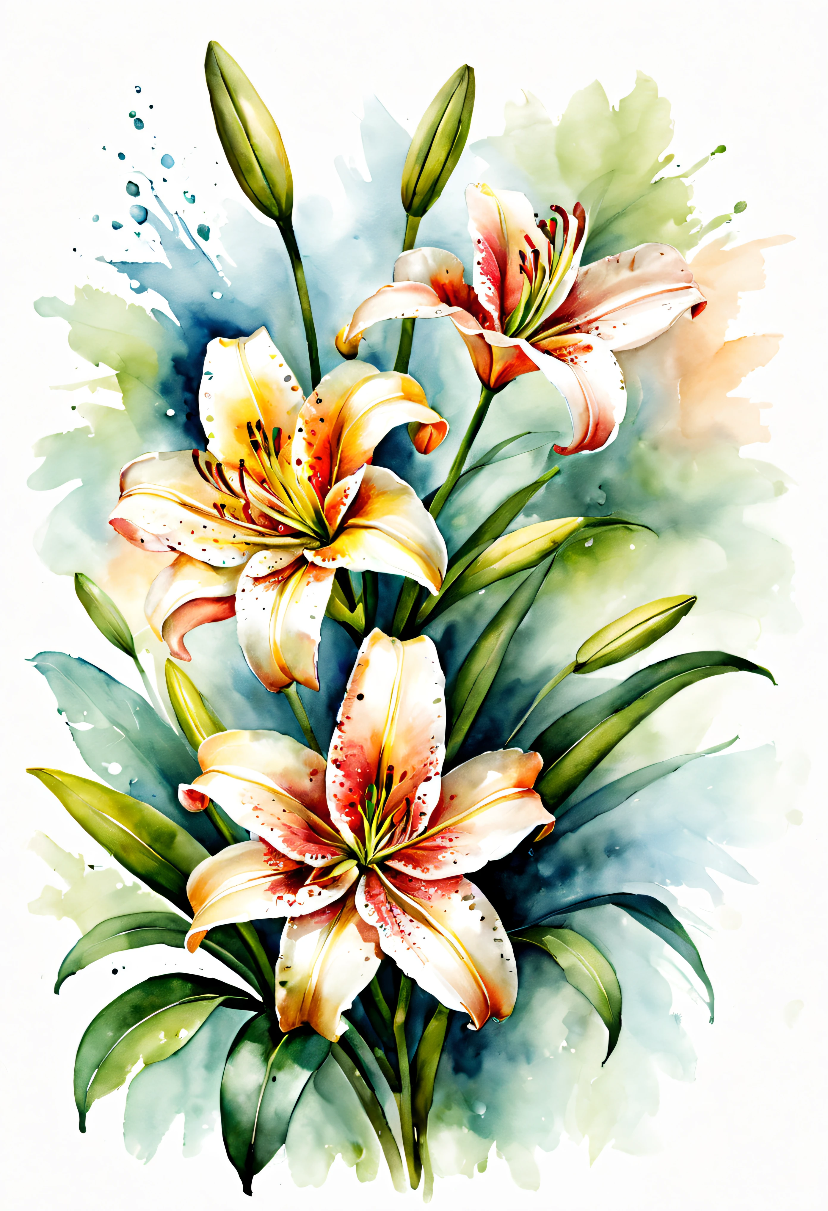 arte conceitual (ultrarrealista:1.3) Watercolor lilly floral draw illustration on white background, pintura colorida em Aquarelaa, pintura colorida em Aquarelaa, Aquarela, estilo de pintura em Aquarelaa, watercolor style illustration, pintado em Aquarelaas brilhantes, Aquarela colorida, Aquarela, pintura em Aquarelaa, Aquarela, pintura em Aquarelaa vibrante, Aquarela, Desenho em Aquarelaa, arte em Aquarelaa , uma pintura em Aquarelaa, Aquarela vibrante, Aquarelaa, arte em Aquarelaa, water color . Arte digital, Ilustrativos, Pintura, altamente detalhado