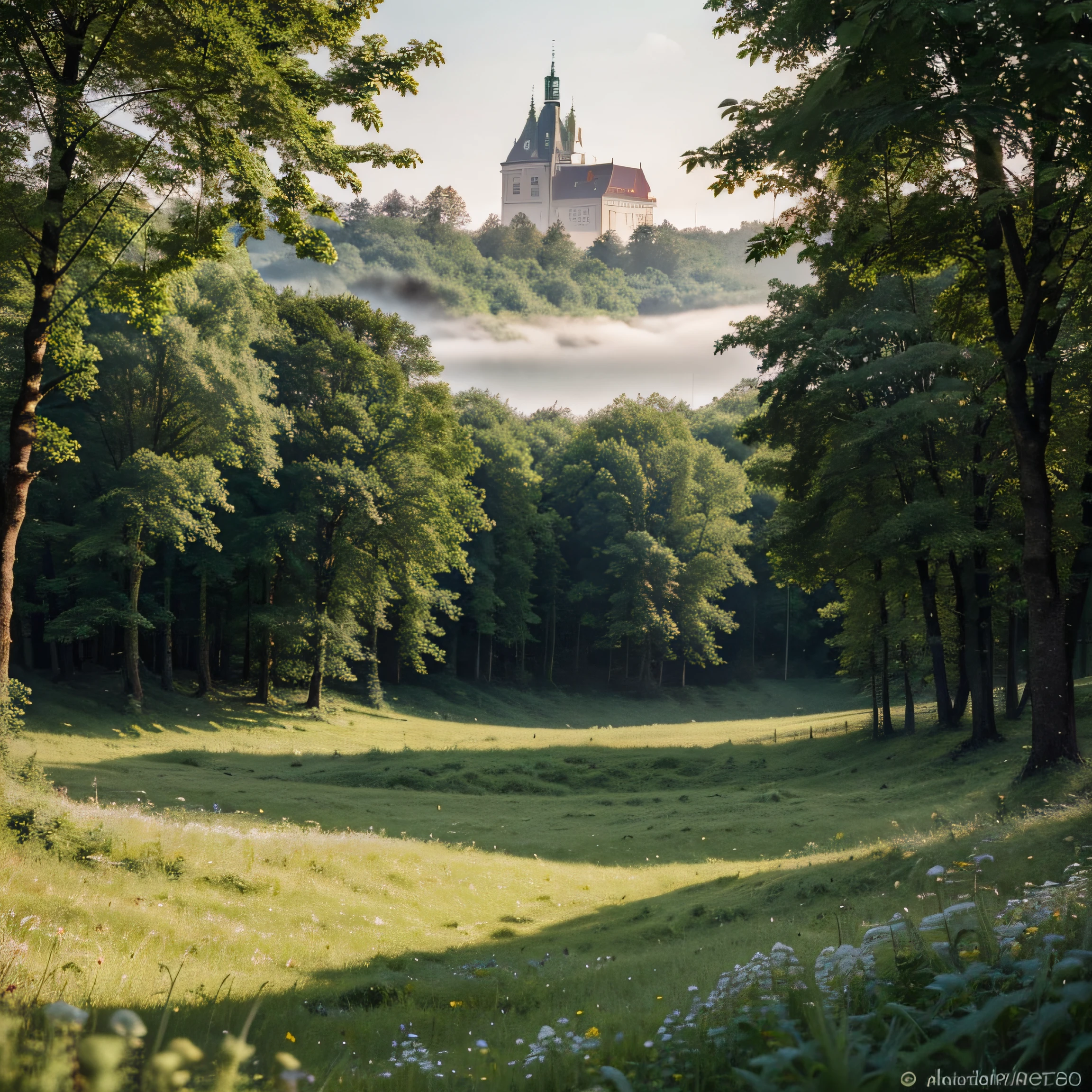 masterpiece, best quality, ultra-detailed, realistic resolution, (natural light), (natural background:0.8| nature), czech republic, greenery, sunny, summer, photo on instagram, forrest, meadows, fog, ultra sharp
