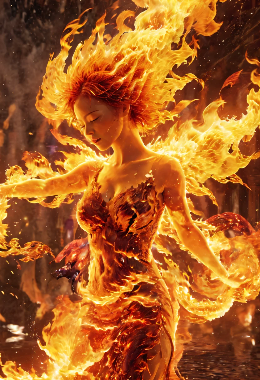 tmasterpiece, Best quality, Detailed pubic hair, A high resolution, (火焰/火焰/Loim，dynamic scene:1.3)，Romantic couple kissing in fire，firestorm, catching fire, strange fantasy images, great skin texture，Magic Array, Cast spells, Fantastical, Purple power, strength, Fiery, meteors,