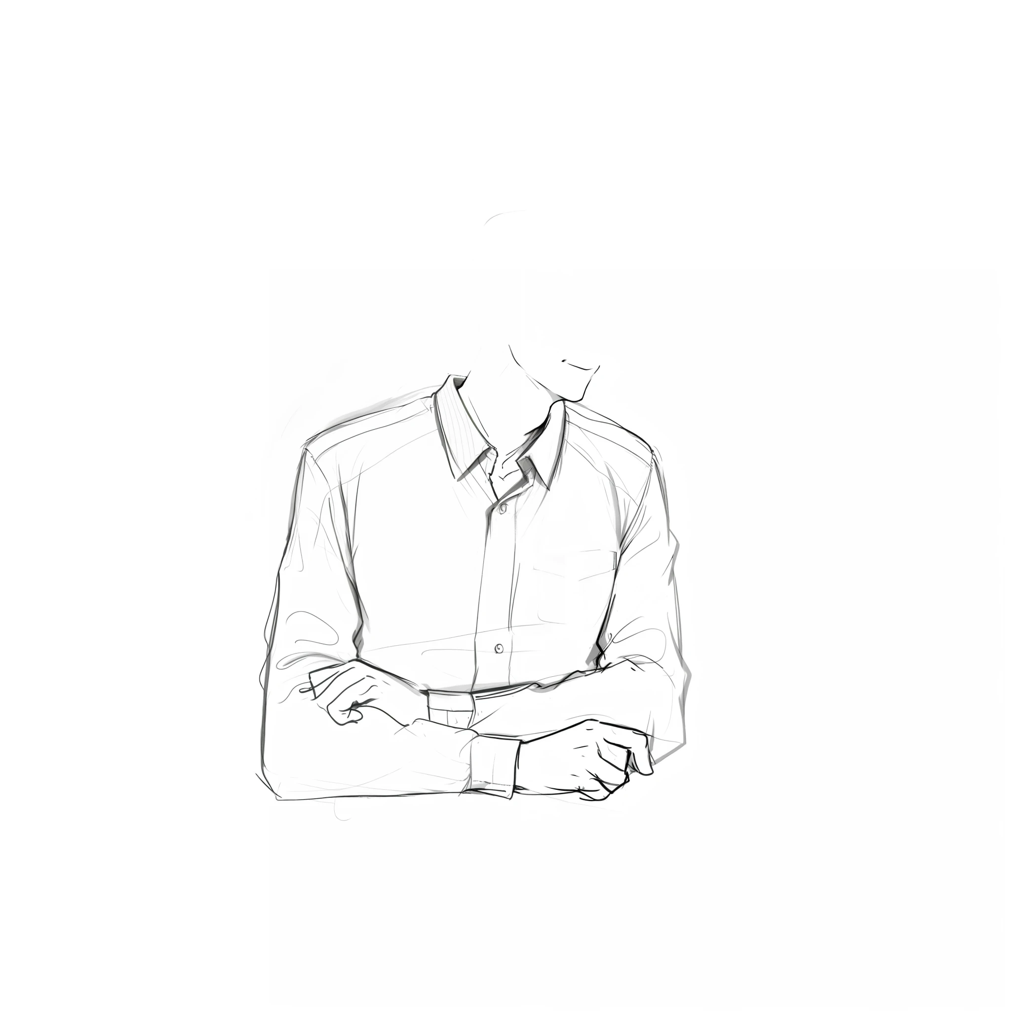 SKETCH OF a man in a shirt with his arms crossed,
