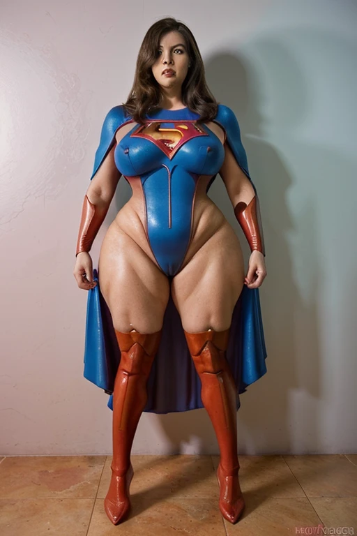 (mature superheroine bbw , full body), VAGINA mojada, humillada, piernas abiertas, brazos rendidos, sudor,  cuerpo detalle