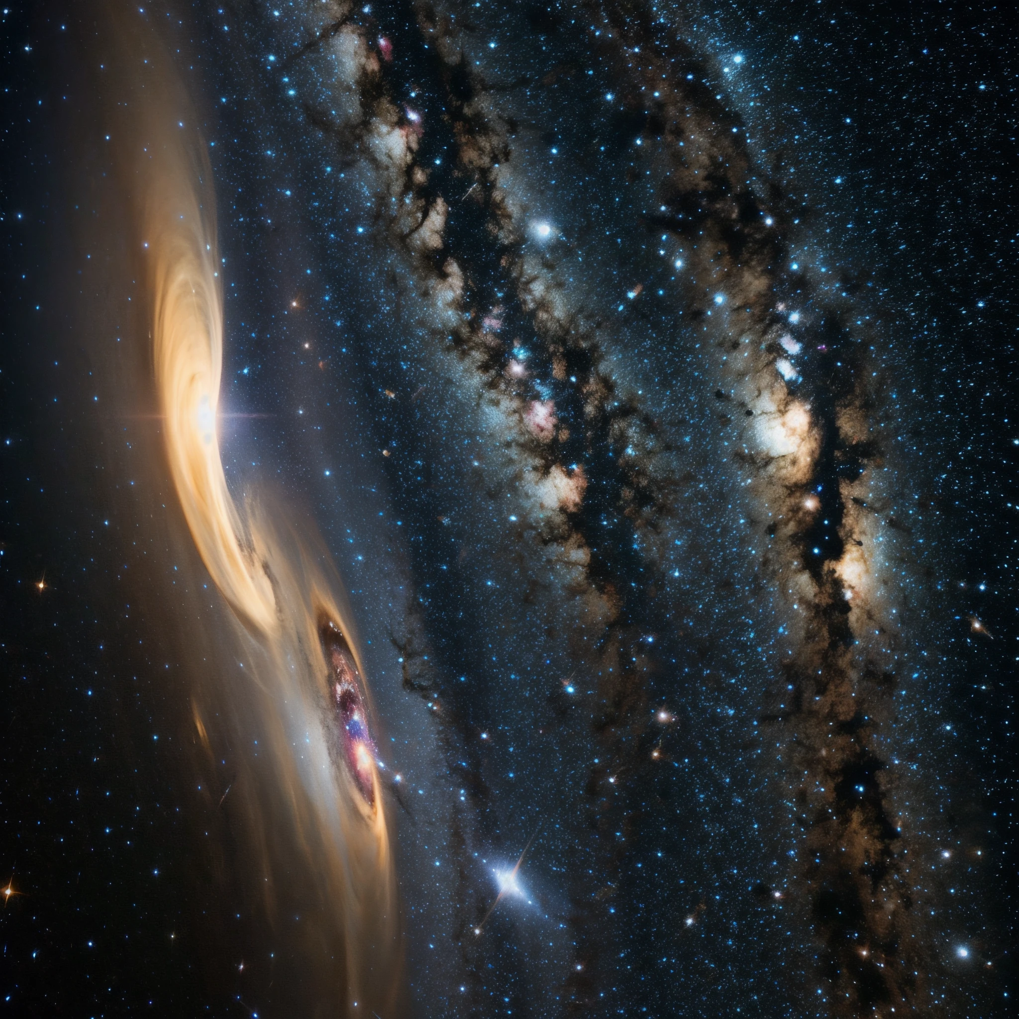 Nave espacial, subind, cosmic space, lua grande de fundo , ceu estrelado, galaxia complexa