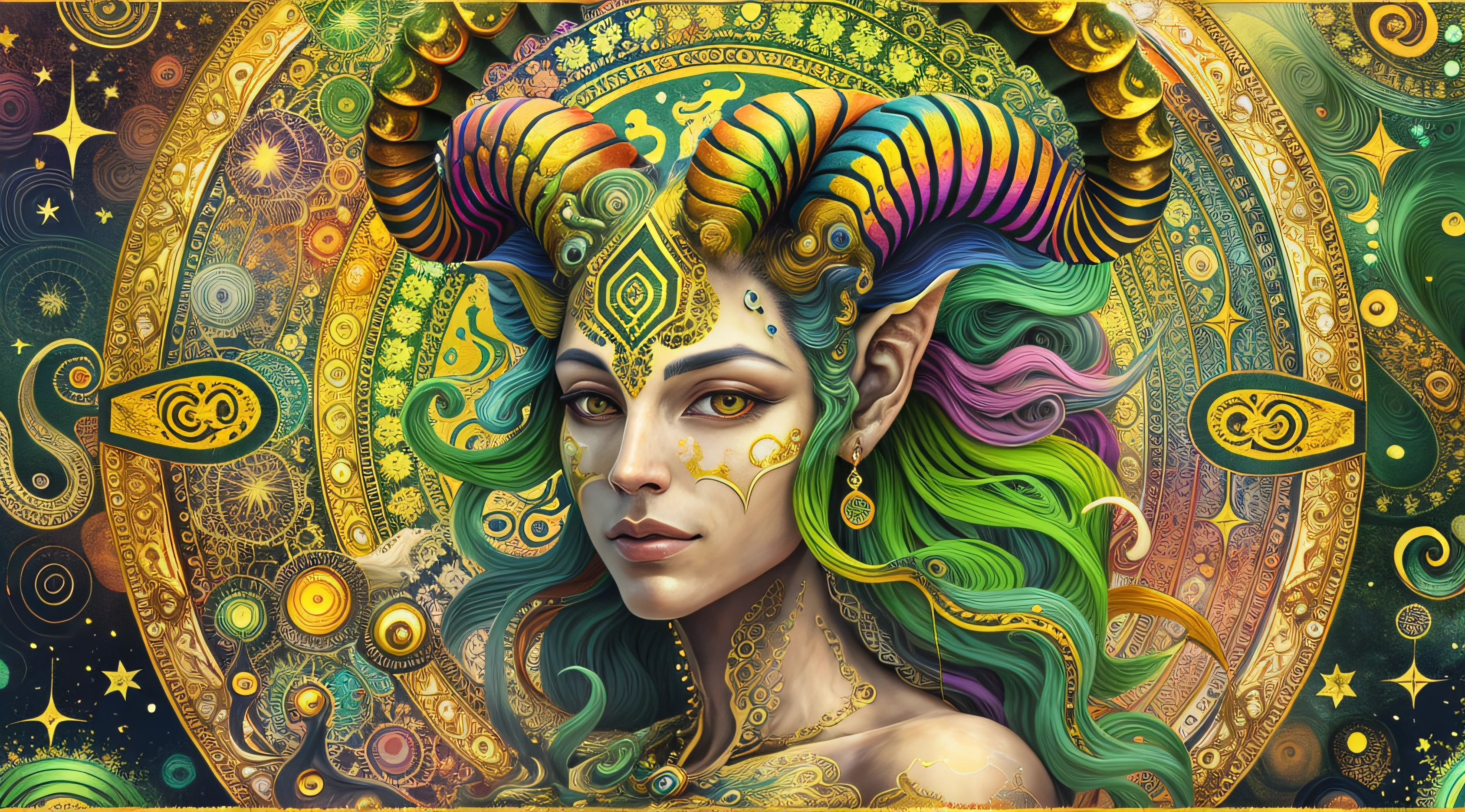 ZODIAC SIGN CAPRICORN masterpiece, beautiful psychedelic entropy PsyAI