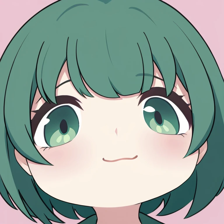 masterpiece, best quality, 1girl, green hair, short hair, round eyes, squishy cheek, bangs