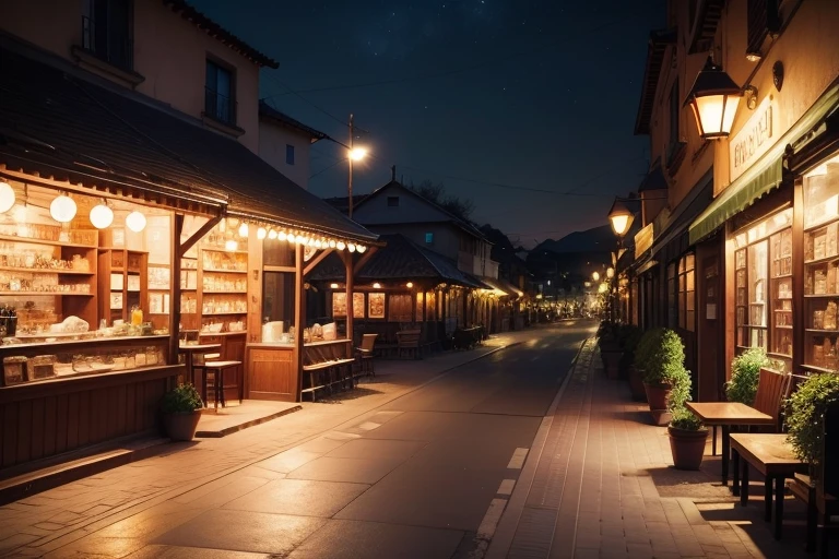 lush village cafe at street no people empty cafe at night