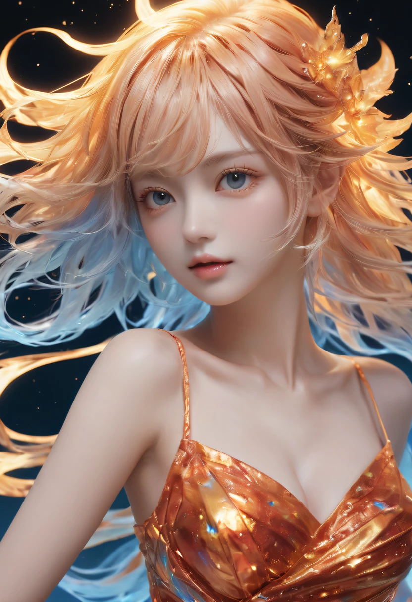 火焰/butterflys/Loim,tmasterpiece, off and on, Best quality, ultra - detailed, Hyper Real, 16k, A high resolution, off and on, ((starrysky)),