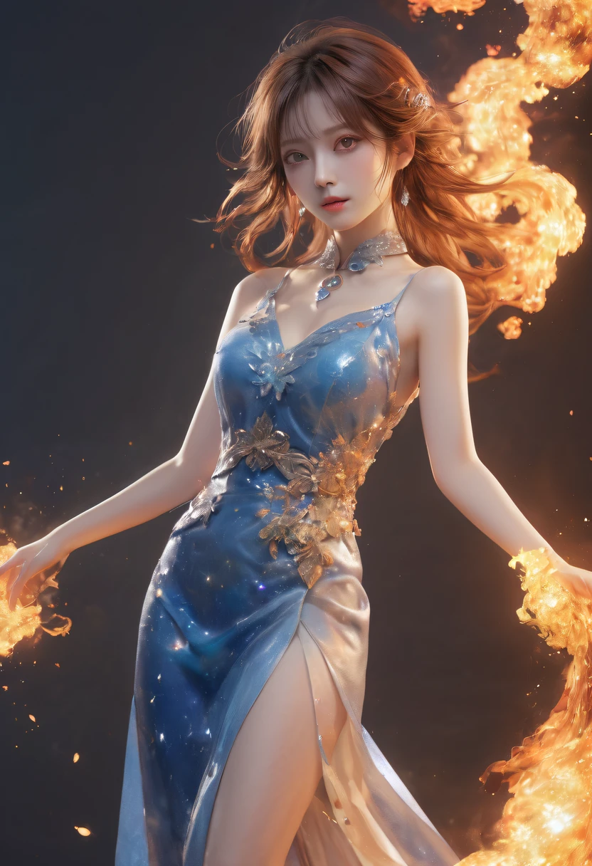 火焰/butterflys/Loim,tmasterpiece, off and on, Best quality, ultra - detailed, Hyper Real, 16k, A high resolution, off and on, ((starrysky)),