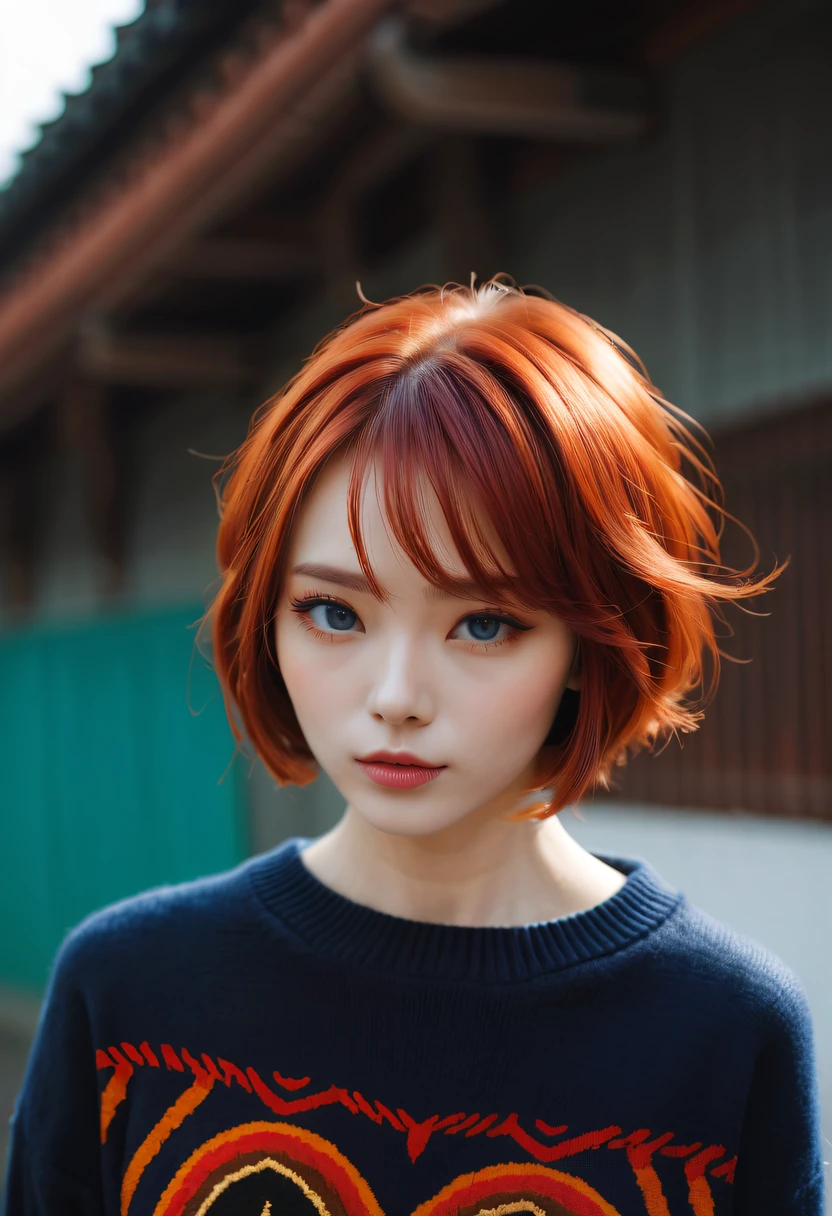 火焰/butterflys/Loim,sweetheart, red hair clothing, eBlue eyes, Sweaters, small jaw