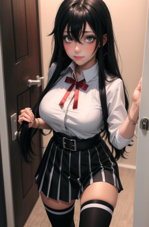 very cute and beautiful girl,(highly detailed beautiful face),(smile),blush, cowboy shot,  BREAK standing, (skirt lift:1.3), show off panties, panties pull, (white panties), hair ribbon, black hair, black dress, (school uniform), (shuuchiin academy school uniform), long sleeves, armband, ribbon, (red ribbon, neckband), BREAK flower garden, narrow stone pathway, shrubbery, distant trees, (best quality,masterpiece:1.0), absurdres, highres, ultra-detailed, extremely detailed,32k,8k resolution, intricate details, cinematic scene, detailed background, solo, dynamic angle,(open shirt:1.8),(show off nipples:1.6), (exposing bare breasts:1.3), (exposed chest:1.3), (no bra:1.3),(very flat chest:1.6),(very short miniskirt:1.6),belly button