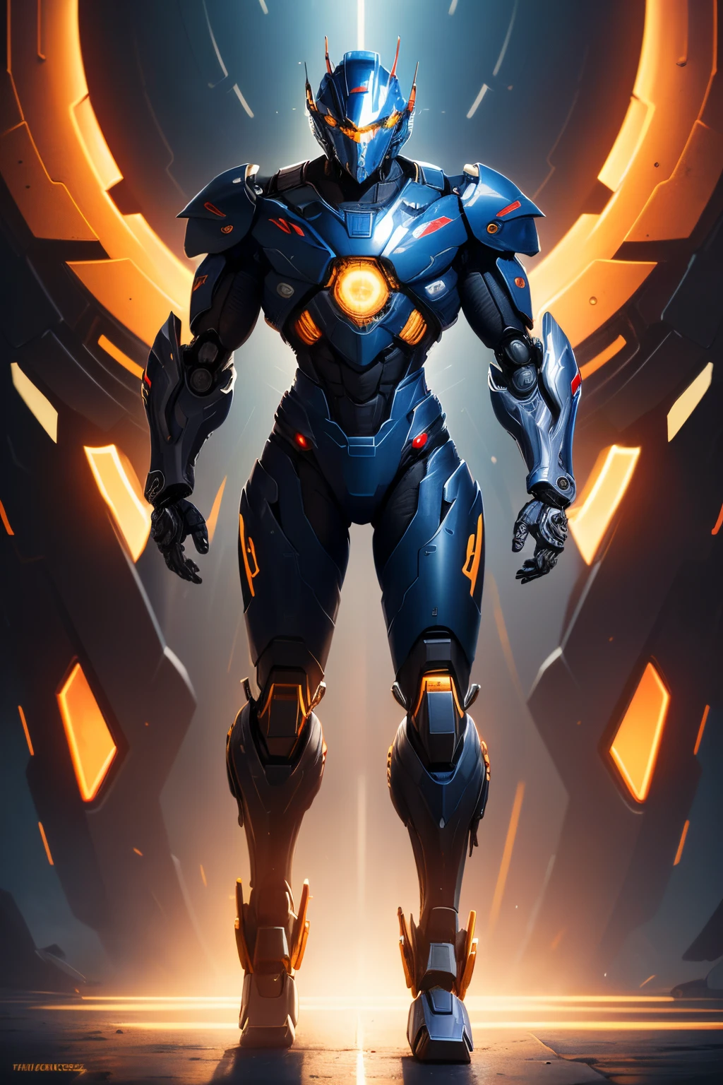 Strong handsome full body black mecha cyber handsome warrior, hands on chest, cyber mechanical motorcycle, high-tech black full enveloping faceless helmet, Nousr, biomechanics, MSHN robot man, high-tech helmet, surreal, steel, intricate design, crazy details, fine details, extremely clear lines, cinematic lighting, photorealistic, detailed masterpiece